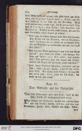 Kap. IV: Das Noethigste aus der Naturlehre