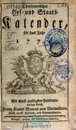 Churbajerischer Hof- und Staats-Calender. 1774