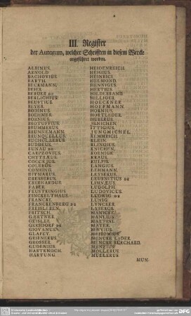 III. Register der Autorum, welcher Schrifften in diesem Wercke angeführet worden