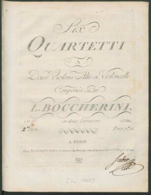 Partie 2: Six Quartetti A Deux Violons Alto et Violoncelle : Op. 58.; en deux Livraisons