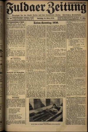 Erste Ausgabe vom Sonntag, den 16. März 1930.