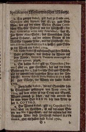 Specification Moscowitischer Münze