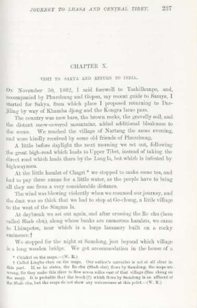 Chapter X. Visit to Sakya and return to India