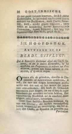 XII. hoofdstuk. Antwoord op de Derde uitvlugt: dat de Batavische kerkeraad altyd een Classis formeert, ...