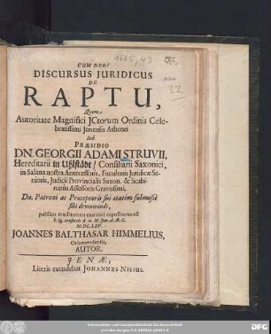Discursus Iuridicus De Raptu