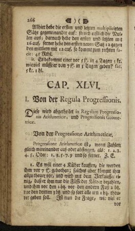 Cap. XLVI. Von der Regula Progressionis