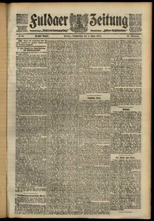 Erste Ausgabe vom Donnerstag, den 04. April 1912.