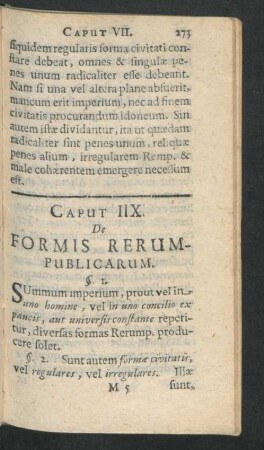 Caput IIX. De Formis Rerum-Publicarum.