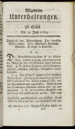 56 Stück. d. 22. July 1769.
