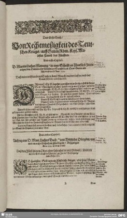 Das Erste Buch, Von Rechtmeßigkeit des Teutschen Kriegs, auff Seiten Röm. Keys. Majestat Caroli des Fünfften