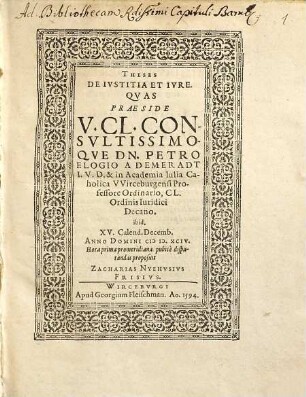 Theses De Ivstitia Et Ivre