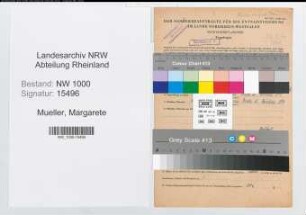 Entnazifizierung Margarete Mueller, geb. 12.03.1911 (Postangest.)
