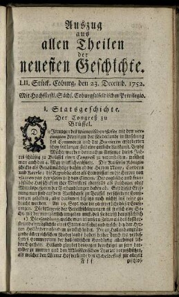 LII. Stück. Coburg, den 23. Decemb. 1752.