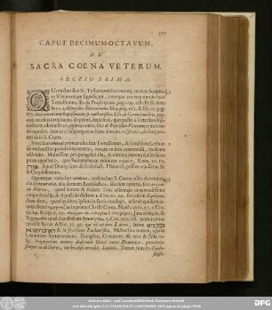 Caput Decimum-Octavum, De Sacra Coena Veterum.