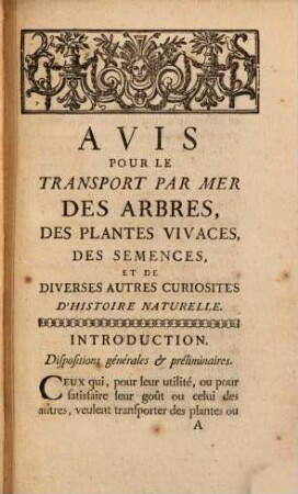 Avis pour le transport par mer des arbres, des plantes vivaces