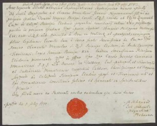 Taufzeugnis des Grafen Clemens Wenzeslaus von Eltz-Kempenich.