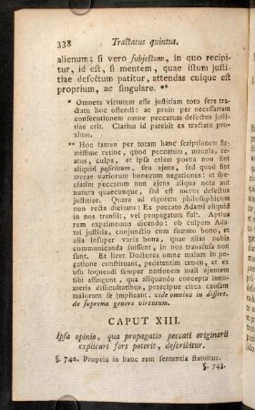338-345, Caput XIII. Ipsa opinio, qua propagatio peccati originarii explicari fors poterit, describitur.