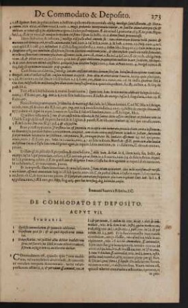 De Commodato Et Deposito. Acput VII.