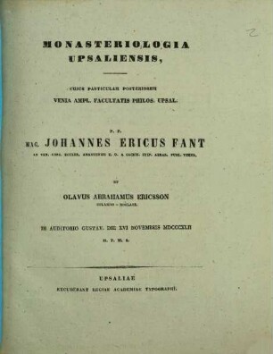 Monasteriologia Upsaliensis : Dissertatio academica. [2]