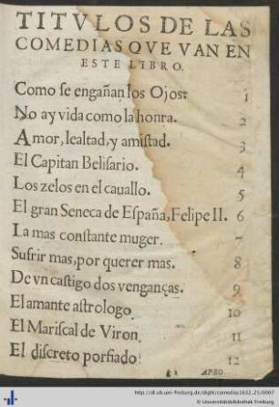 Titulos De Las Comedias Que Van En Este Libro.