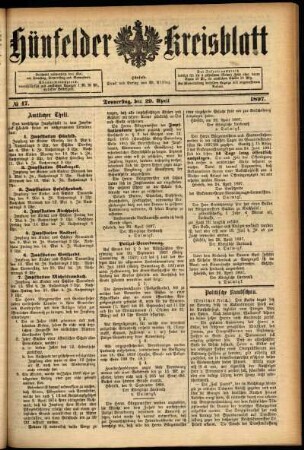 Ausgabe vom Donnerstag, den 29. April 1897.