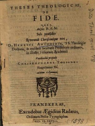 Theses Theologicae, De Fide