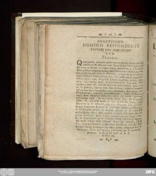 Ornatissimo Domino Respondenti Fautori Suo Amicissimo S. P. D. Praeses.