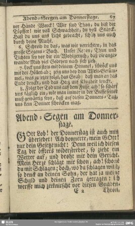 Abend-Segen am Donnerstage