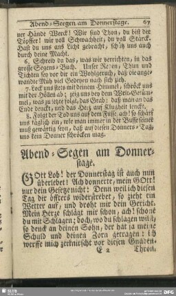 Abend-Segen am Donnerstage