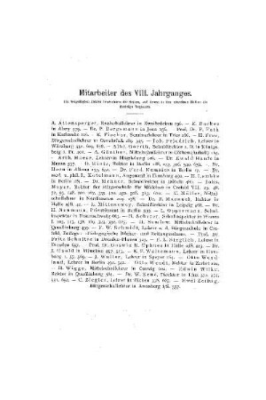 Mitarbeiter des III. Jahrganges