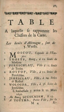 Table a laquelle se rapportent les chiffres de la carte