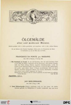 I. Ölgemälde alter und moderner Meister (Nr. 1-106)