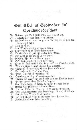 Een ABC ut Grotvader sin' Sprickwörderschatz