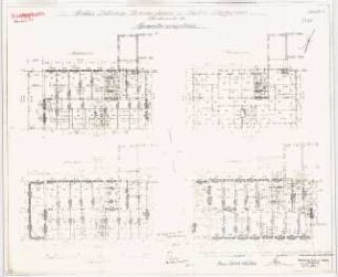 Rittberg Krankenhaus, Berlin-Lichterfelde. Zum Projekt gehörend: Böhmer & Petrich. Rittberg Krankenhaus, Berlin-Lichterfelde. Um- und Neubau: Erweiterungsbau: Grundriss Sockel-, Haupt-, Ober- und Dachgeschoss 1:100