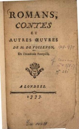 Romans, Contes et autres Oeuvres