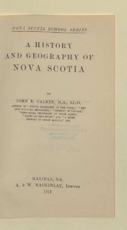 A history and geography of Nova Scotia