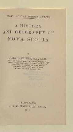 A history and geography of Nova Scotia