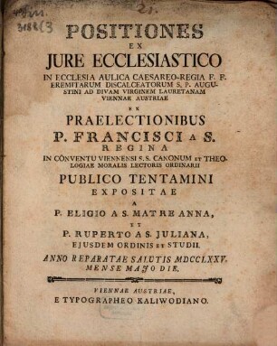 Positiones ex iure ecclesiastico