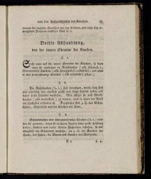 Dritte Abhandlung, von der innern Structur der Knochen.