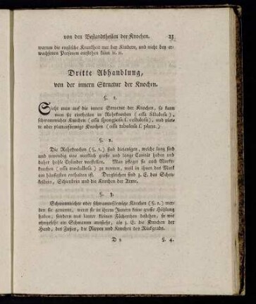 Dritte Abhandlung, von der innern Structur der Knochen.