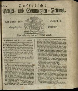 Nr. 20, Sonnabend, den 9ten Maerz 1816