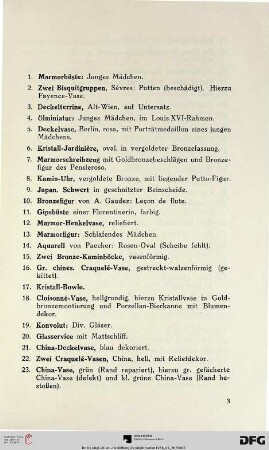 Villen-Einrichtung und Kunstbesitz S. (Nr. 1-252)