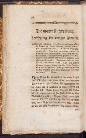 Die zweyte Unterredung. Fortsetzung der vorigen Materie