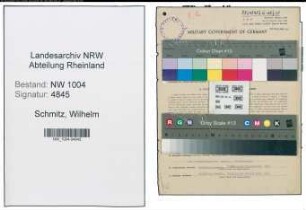 Entnazifizierung Wilhelm Schmitz , geb. 30.05.1899 (Postbetr.Assistent)
