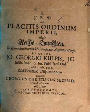 De Placitis Ordinum Imperii, vulgo Reichs-Gutachten