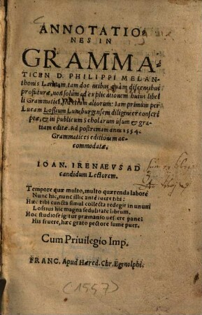 Annotationes in Grammaticen D. Philippi Melanthonis Latinam