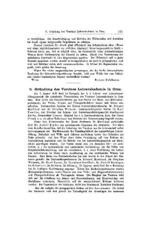 Gründung des Vereines Lehrerakademie in Graz : [Mitteilungen]