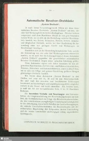 Automatische Revolver-Drehbänke "System Dreiloch"