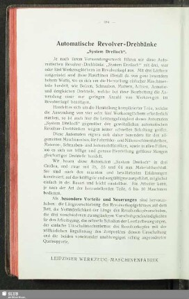 Automatische Revolver-Drehbänke "System Dreiloch"