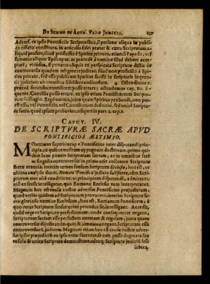 Caput IV. De Scripturae Sacrae Apud Pontificios Aestimio.